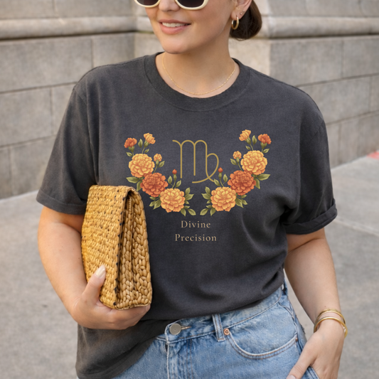 Virgo Zodiac Botanical Tee - Divine Precision