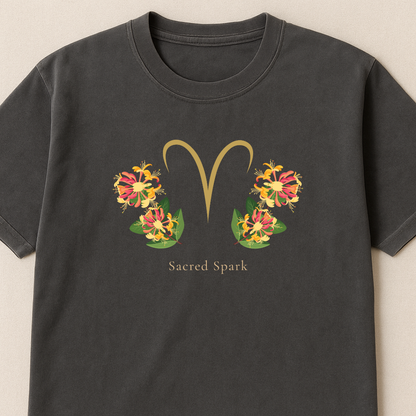 Aries Zodiac Botanical Tee - Sacred Spark