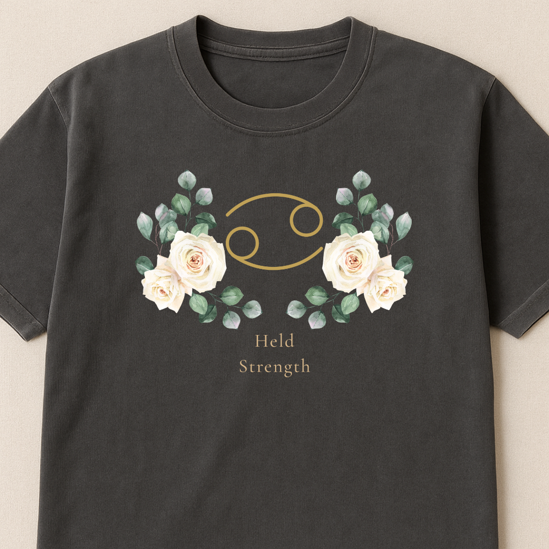 Cancer Zodiac Botanical Tee - Held Strength