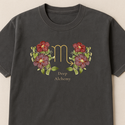 Scorpio Zodiac Botanical Tee - Deep Alchemy