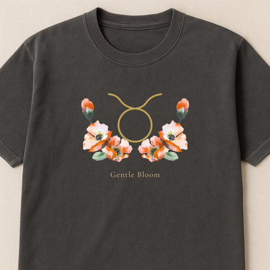 Taurus Zodiac Botanical Tee - Gentle Bloom