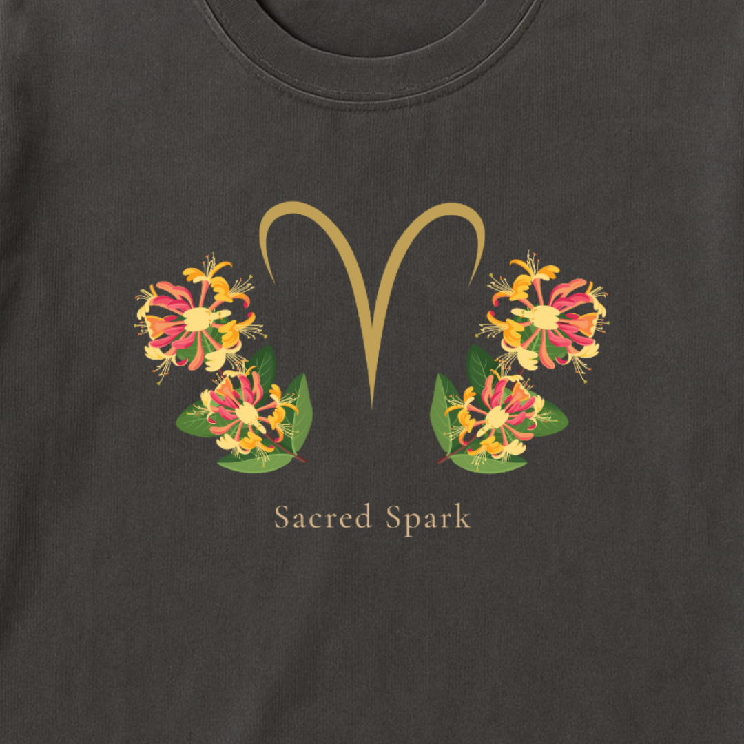 Aries Zodiac Botanical Tee - Sacred Spark