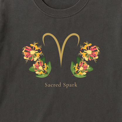 Aries Zodiac Botanical Tee - Sacred Spark