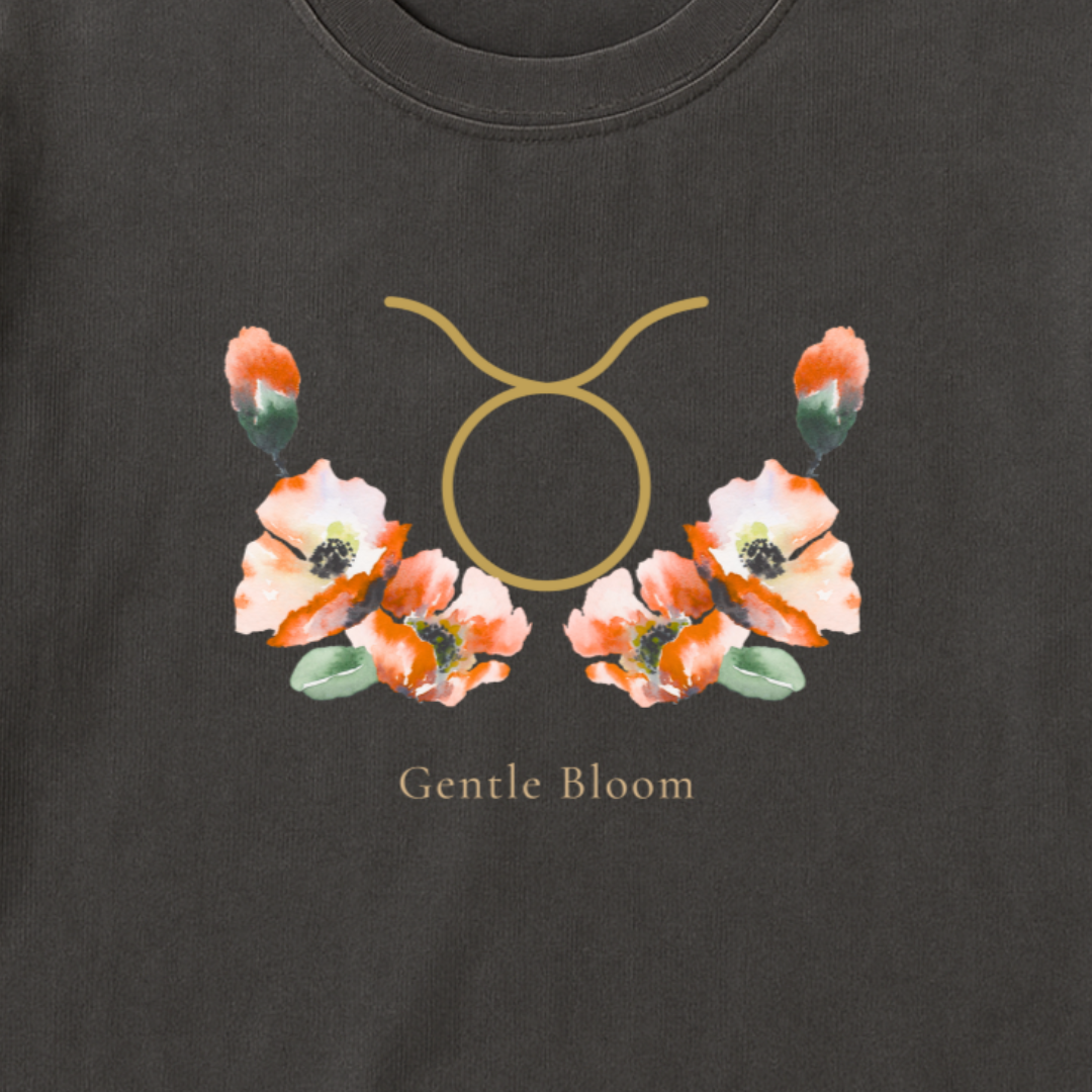 Taurus Zodiac Botanical Tee - Gentle Bloom