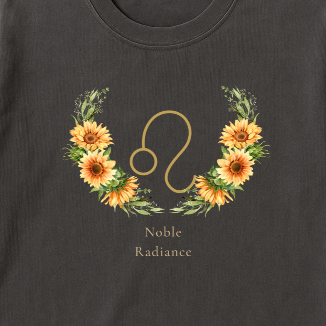 Leo Zodiac Botanical Tee - Noble Radiance