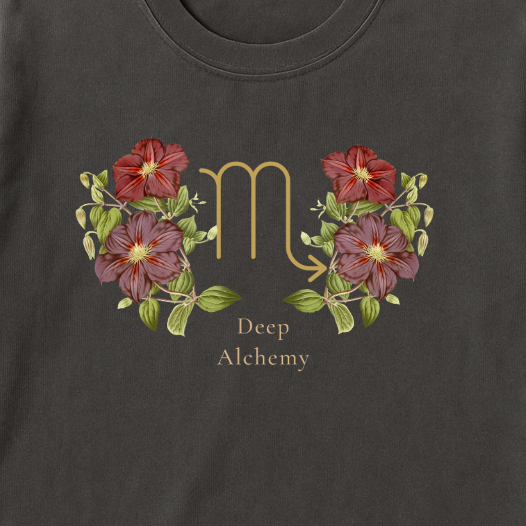 Scorpio Zodiac Botanical Tee - Deep Alchemy