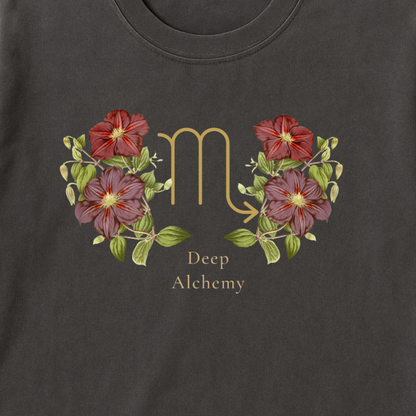 Scorpio Zodiac Botanical Tee - Deep Alchemy