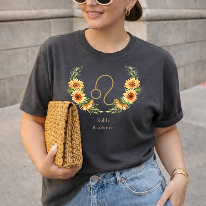 Leo Zodiac Botanical Tee - Noble Radiance